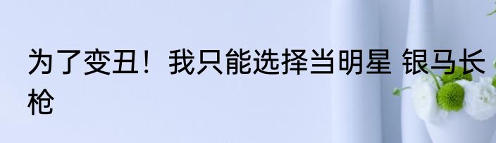 为了变丑！我只能选择当明星 银马长枪