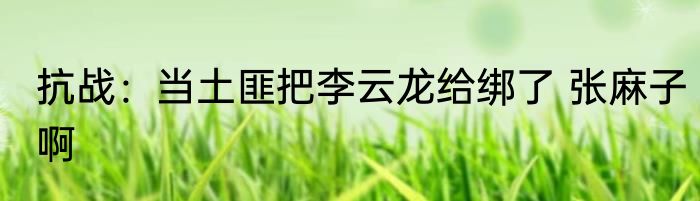 抗战：当土匪把李云龙给绑了 张麻子啊