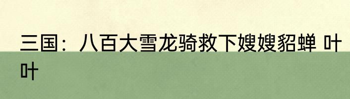 三国：八百大雪龙骑救下嫂嫂貂蝉 叶叶