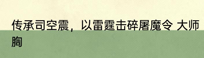 传承司空震，以雷霆击碎屠魔令 大师胸