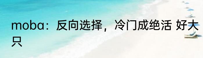 moba：反向选择，冷门成绝活 好大只