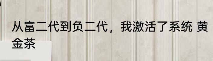 从富二代到负二代，我激活了系统 黄金茶