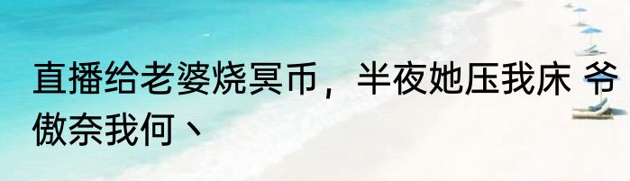 直播给老婆烧冥币，半夜她压我床 爷傲奈我何丶