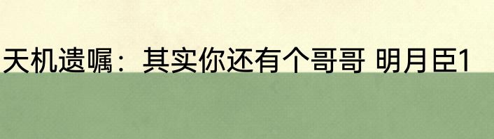 天机遗嘱：其实你还有个哥哥 明月臣1