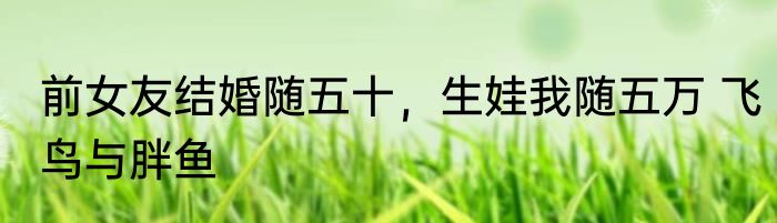 前女友结婚随五十，生娃我随五万 飞鸟与胖鱼