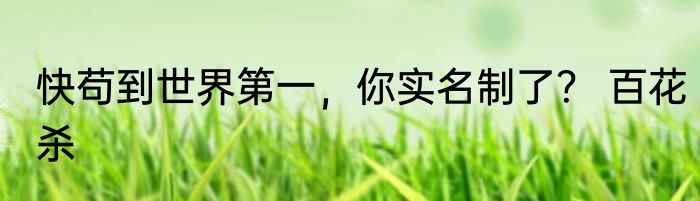 快苟到世界第一，你实名制了？ 百花杀