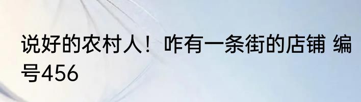 说好的农村人！咋有一条街的店铺 编号456