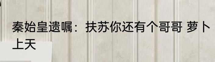秦始皇遗嘱：扶苏你还有个哥哥 萝卜上天