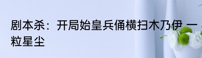 剧本杀：开局始皇兵俑横扫木乃伊 一粒星尘