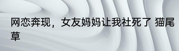 网恋奔现，女友妈妈让我社死了 猫尾草