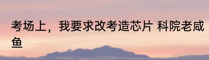 考场上，我要求改考造芯片 科院老咸鱼