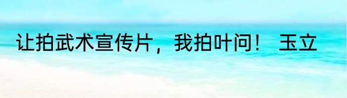 让拍武术宣传片，我拍叶问！ 玉立