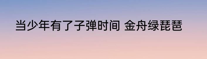 当少年有了子弹时间 金舟绿琵琶