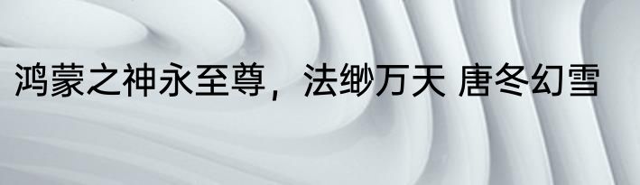 鸿蒙之神永至尊，法缈万天 唐冬幻雪
