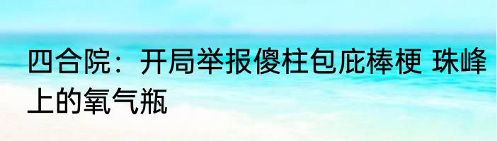 四合院：开局举报傻柱包庇棒梗 珠峰上的氧气瓶