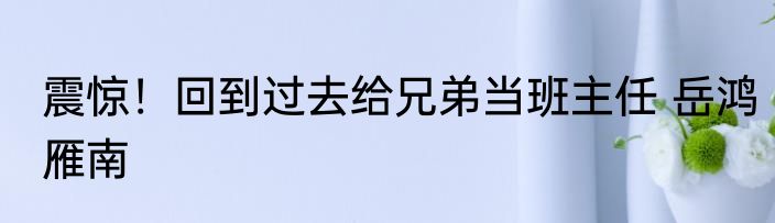 震惊！回到过去给兄弟当班主任 岳鸿雁南
