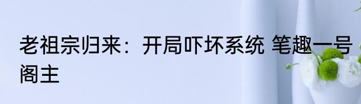 老祖宗归来：开局吓坏系统 笔趣一号阁主