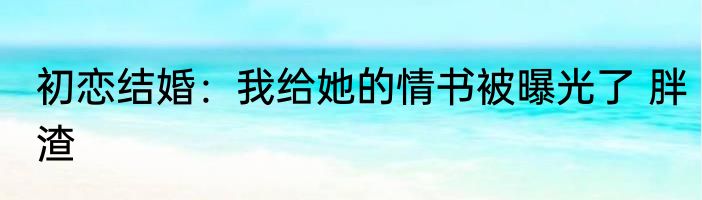 初恋结婚：我给她的情书被曝光了 胖渣