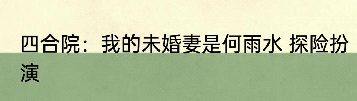 四合院：我的未婚妻是何雨水 探险扮演
