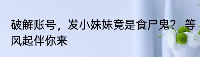 破解账号，发小妹妹竟是食尸鬼？ 等风起伴你来