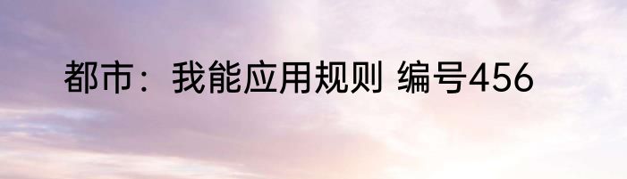 都市：我能应用规则 编号456