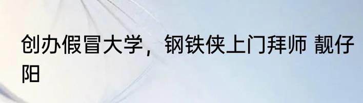 创办假冒大学，钢铁侠上门拜师 靓仔阳