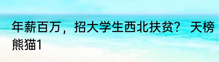 年薪百万，招大学生西北扶贫？ 天榜熊猫1