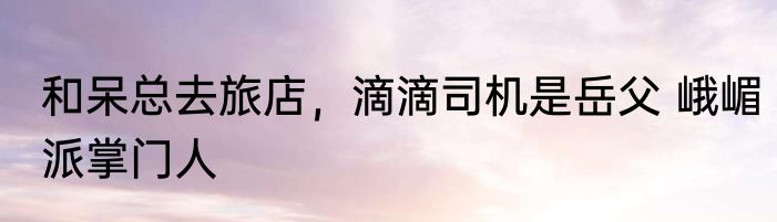 和呆总去旅店，滴滴司机是岳父 峨嵋派掌门人