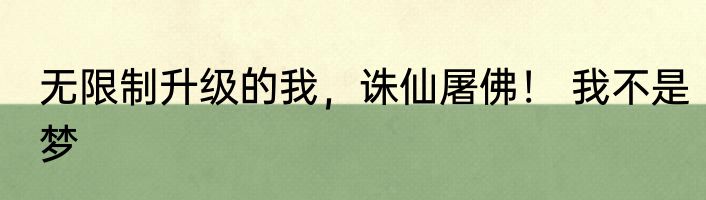 无限制升级的我，诛仙屠佛！ 我不是梦