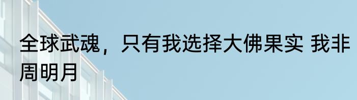 全球武魂，只有我选择大佛果实 我非周明月