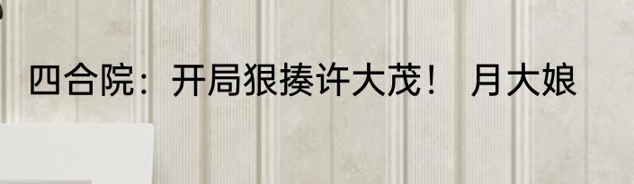 四合院：开局狠揍许大茂！ 月大娘