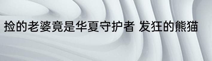 捡的老婆竟是华夏守护者 发狂的熊猫