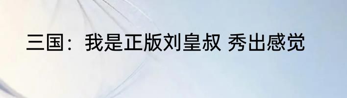 三国：我是正版刘皇叔 秀出感觉