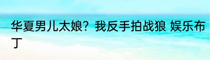 华夏男儿太娘？我反手拍战狼 娱乐布丁