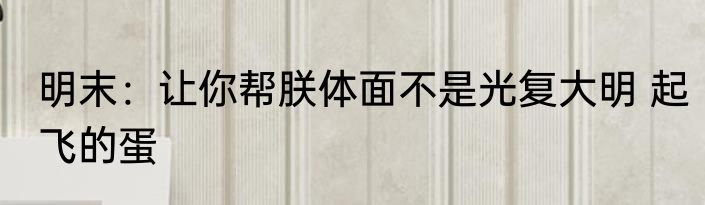 明末：让你帮朕体面不是光复大明 起飞的蛋