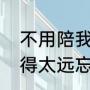 不用陪我走太远什么歌（不要因为走得太远忘记为什么出发意义）