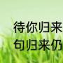 待你归来仍是少年的前半句（杜甫诗句归来仍是少年）