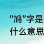 “鸠”字是什么意思（鸠占鹊巢的鸠是什么意思）
