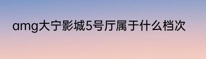 amg大宁影城5号厅属于什么档次
