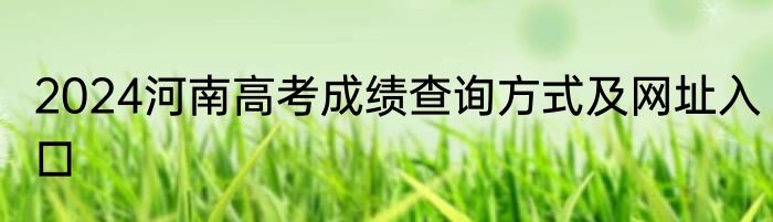 2024河南高考成绩查询方式及网址入口