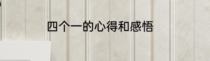 四个一的心得和感悟