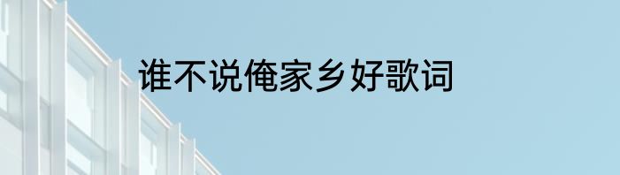 谁不说俺家乡好歌词