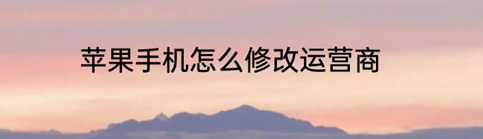 苹果手机怎么修改运营商