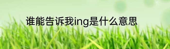 谁能告诉我ing是什么意思