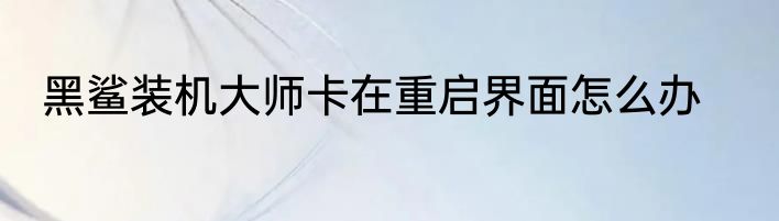 黑鲨装机大师卡在重启界面怎么办